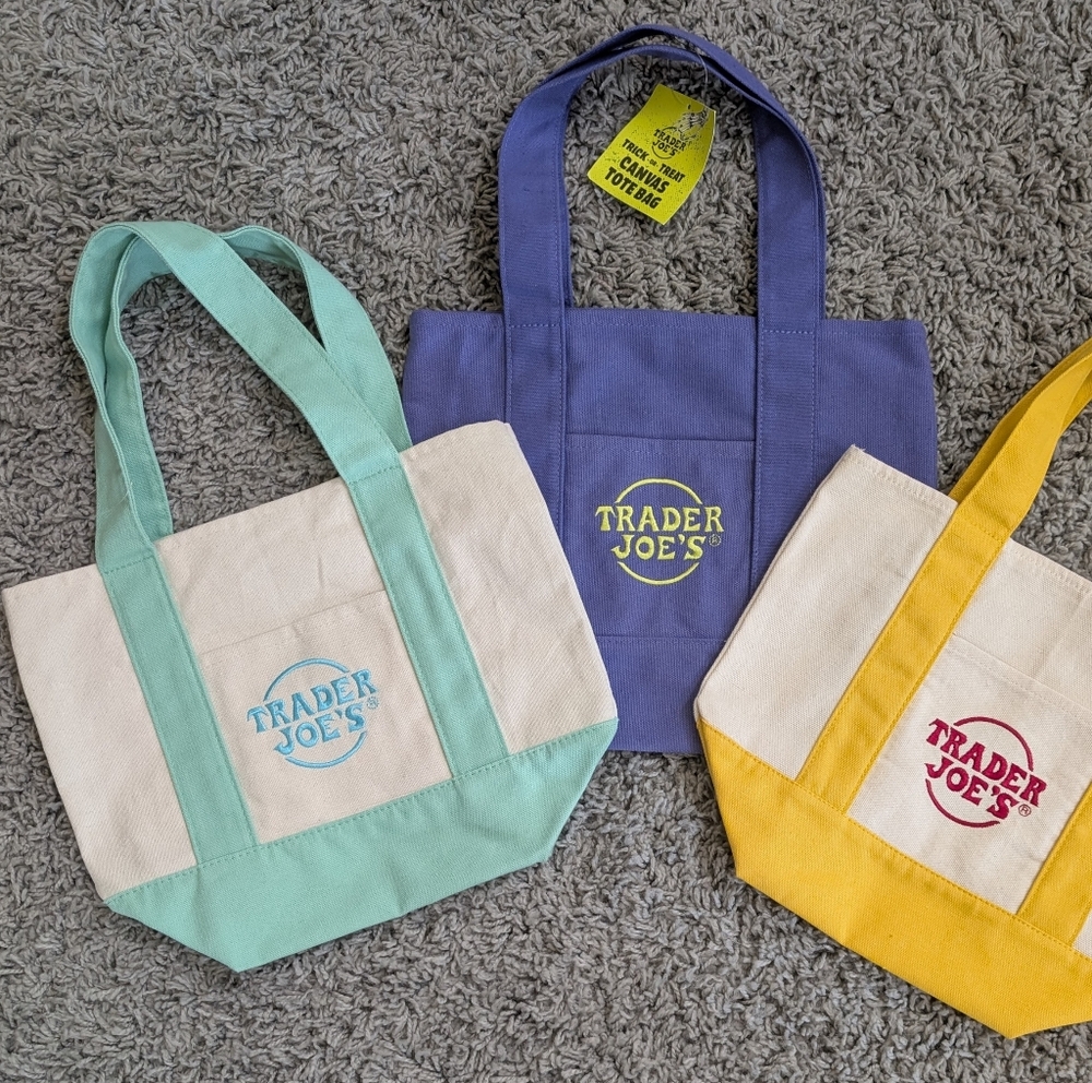 Purple and Teal Canvas Tote Bags - Small Everyday Shopper (YELLOW SOLD)